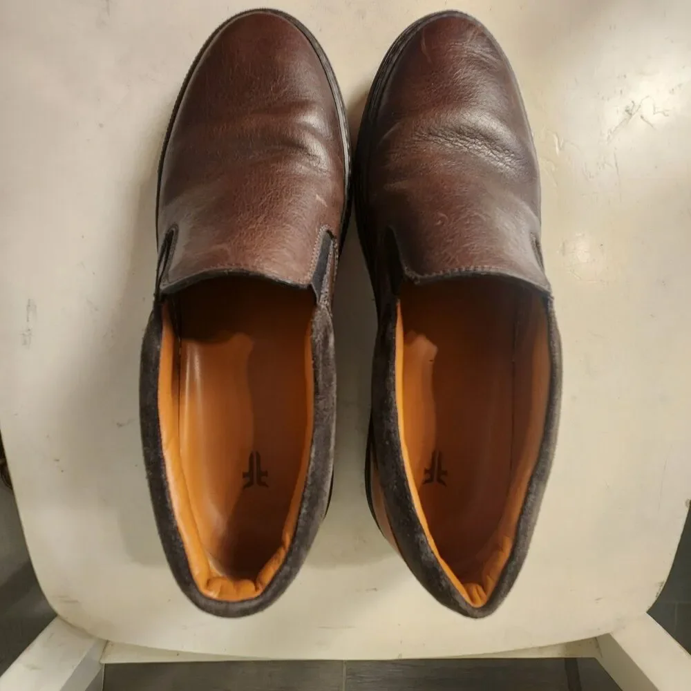 Frye Owen Gore Mens Shoes 8.5 M Charcoal Grey‎ Leather Slip On Made In Italy 8.5